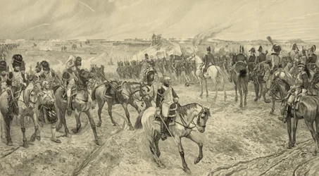 Napoleon I med sitt gamla garde vid Waterloo, graverad av Jules Jacquet (1841-1913)